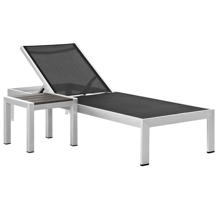 Shore 2 Piece Outdoor Patio Aluminum Set - Silver Black