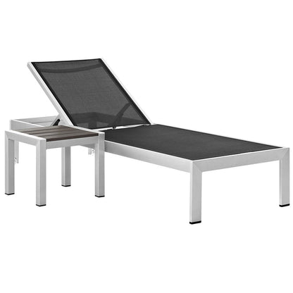 Shore 2 Piece Outdoor Patio Aluminum Set - Silver Black