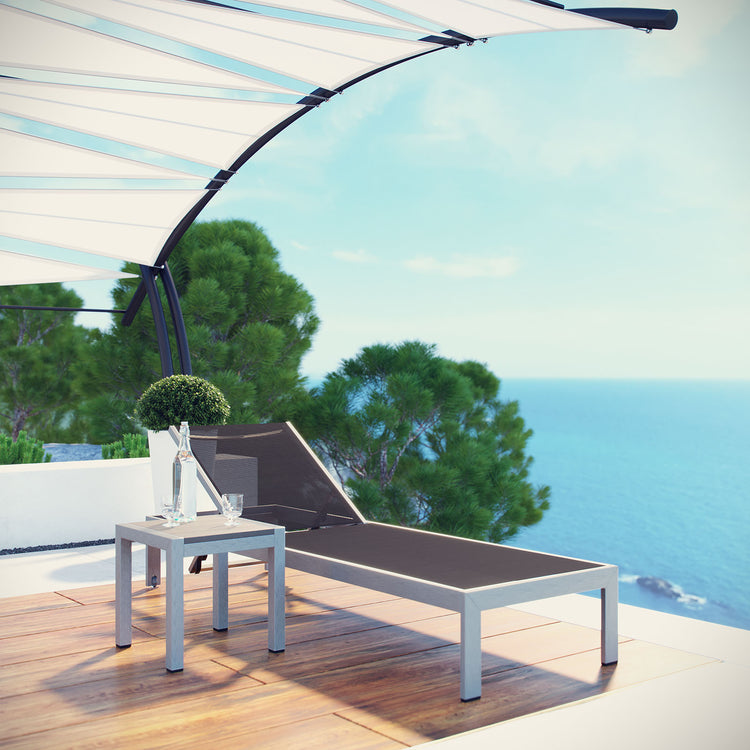 Shore 2 Piece Outdoor Patio Aluminum Set - Silver Black