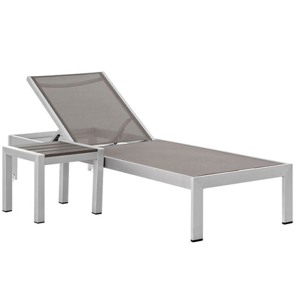 Shore 2 Piece Outdoor Patio Aluminum Set - Silver Gray