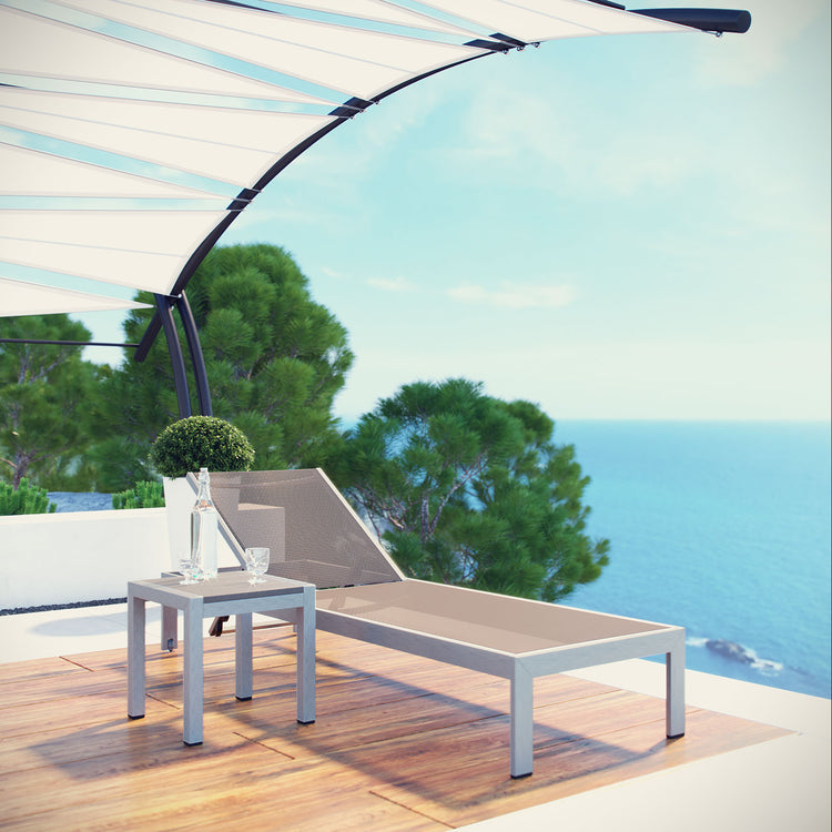 Shore 2 Piece Outdoor Patio Aluminum Set - Silver Gray