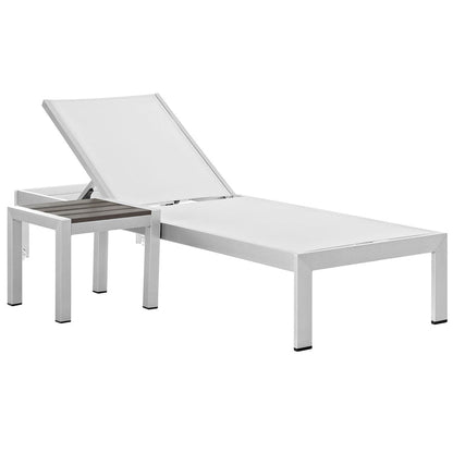 Shore 2 Piece Outdoor Patio Aluminum Set - Silver White