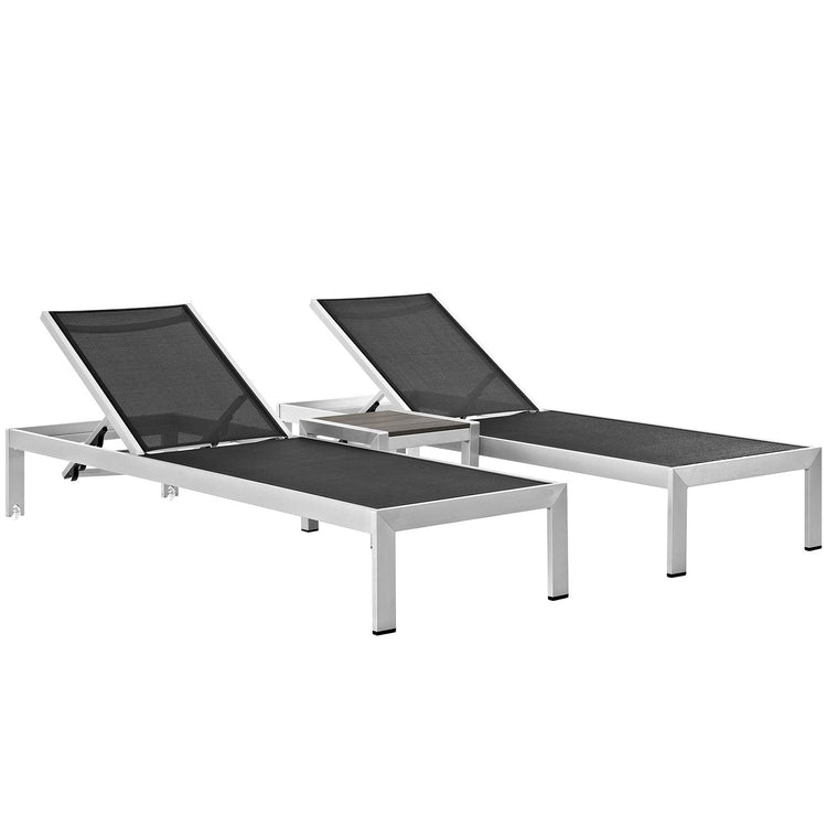 Shore 3 Piece Outdoor Patio Aluminum Set - Silver Black