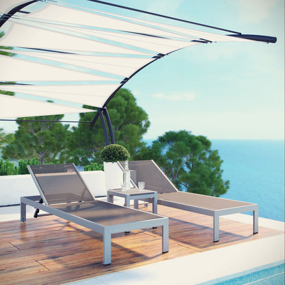 Shore 3 Piece Outdoor Patio Aluminum Set - Silver Gray