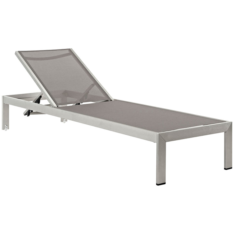 Shore Outdoor Patio Aluminum Chaise Set of 2 - Silver Gray