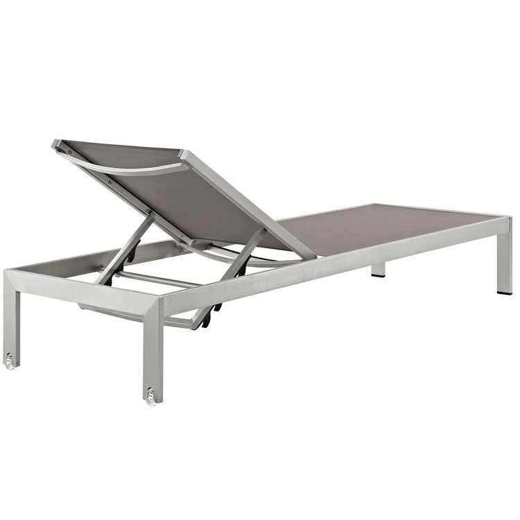 Shore Outdoor Patio Aluminum Chaise Set of 2 - Silver Gray