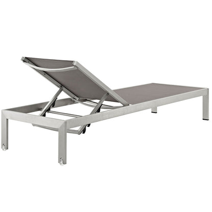 Shore Outdoor Patio Aluminum Chaise Set of 2 - Silver Gray