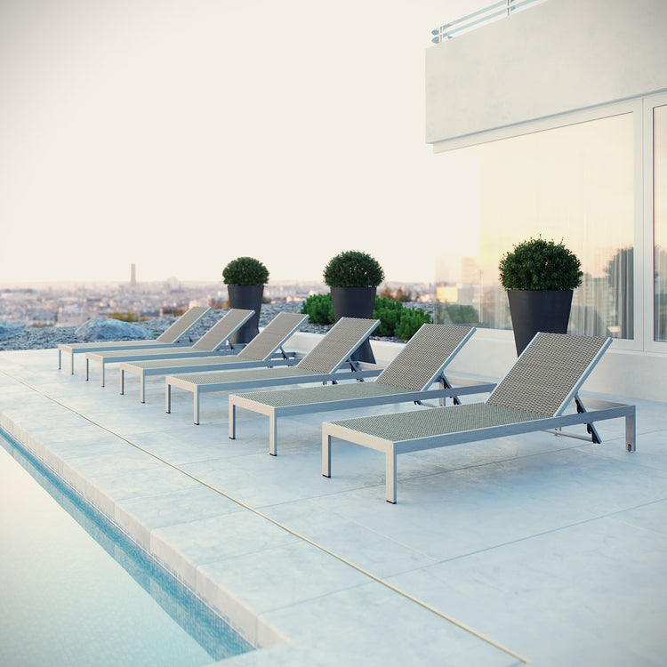 Shore Outdoor Patio Aluminum Chaise Set of 6 - Default Title
