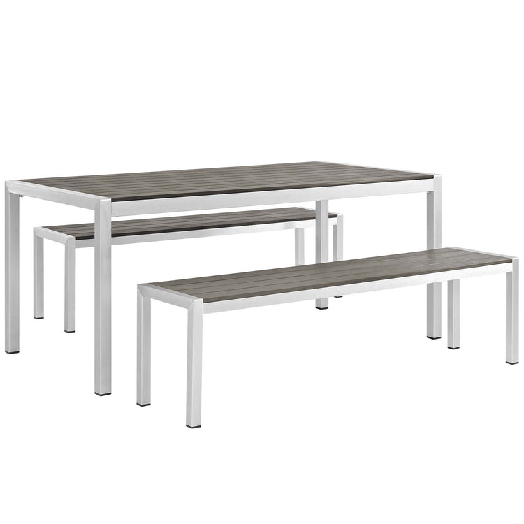 Shore 3 Piece Outdoor Patio Aluminum Dining Set - Default Title