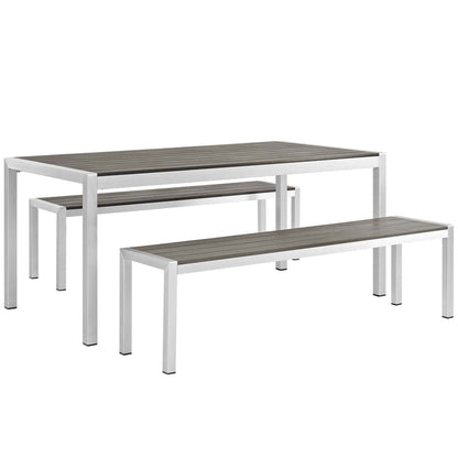 Shore 3 Piece Outdoor Patio Aluminum Dining Set - Default Title