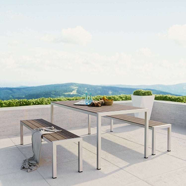 Shore 3 Piece Outdoor Patio Aluminum Dining Set - Default Title