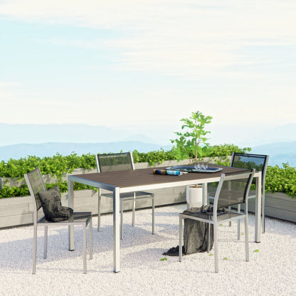 Shore 5 Piece Outdoor Patio Aluminum Dining Set - Default Title