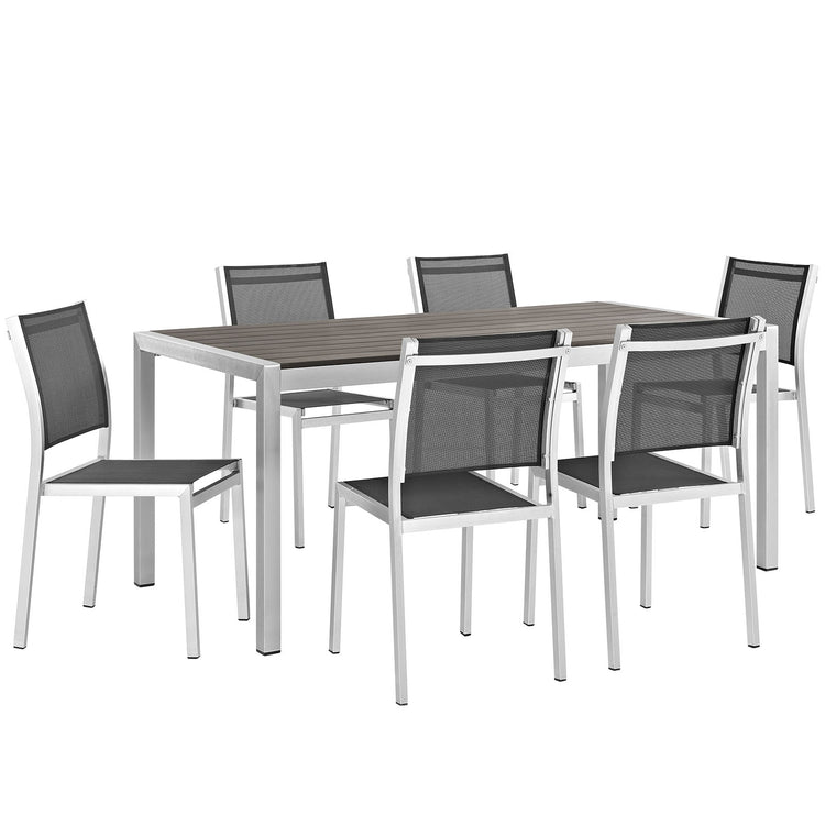 Shore 7 Piece Outdoor Patio Aluminum Dining Set - Default Title