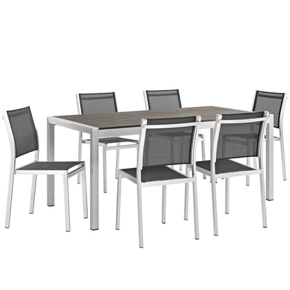 Shore 7 Piece Outdoor Patio Aluminum Dining Set - Default Title