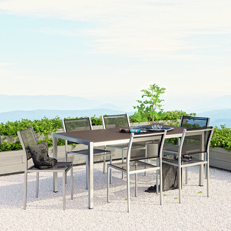 Shore 7 Piece Outdoor Patio Aluminum Dining Set - Default Title