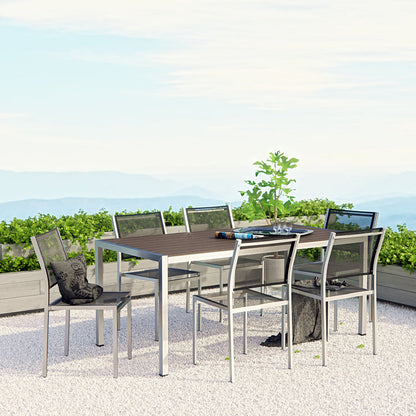 Shore 7 Piece Outdoor Patio Aluminum Dining Set - Default Title
