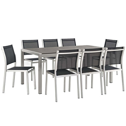 Shore 9 Piece Outdoor Patio Aluminum Dining Set - Default Title