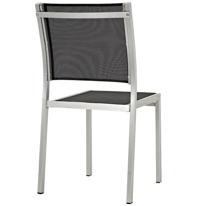 Shore Outdoor Patio Aluminum Side Chair Set of 2 - Silver Black