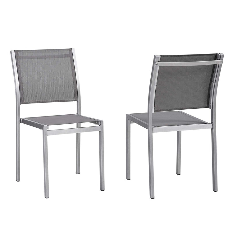Shore Outdoor Patio Aluminum Side Chair Set of 2 - Silver Gray