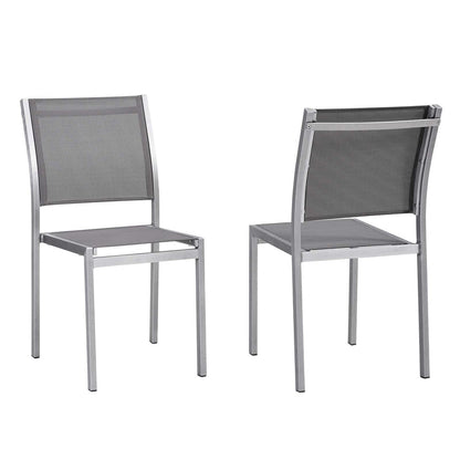 Shore Outdoor Patio Aluminum Side Chair Set of 2 - Silver Gray
