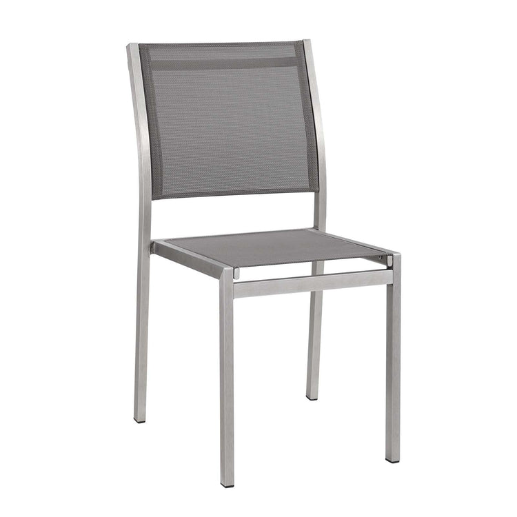 Shore Outdoor Patio Aluminum Side Chair Set of 2 - Silver Gray