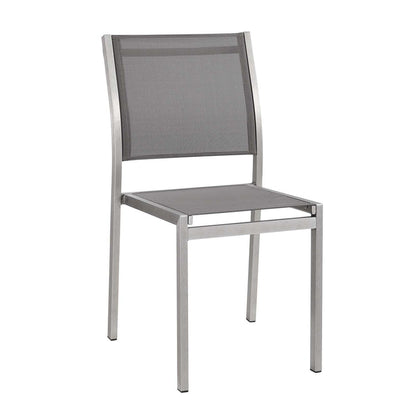 Shore Outdoor Patio Aluminum Side Chair Set of 2 - Silver Gray