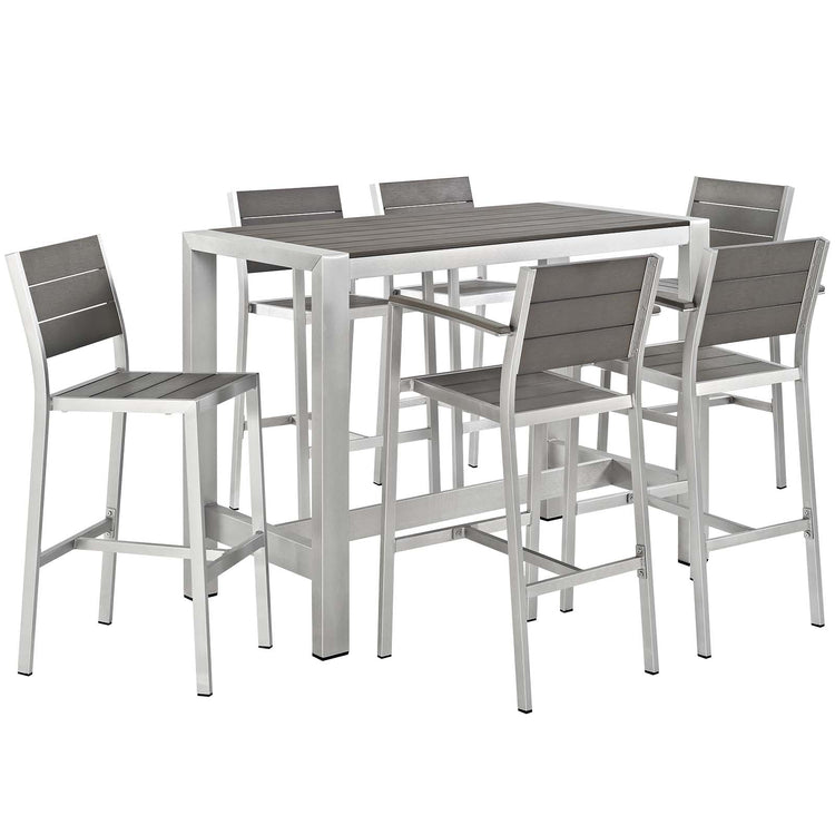 Shore 7 Piece Outdoor Patio Aluminum Dining Set - Default Title