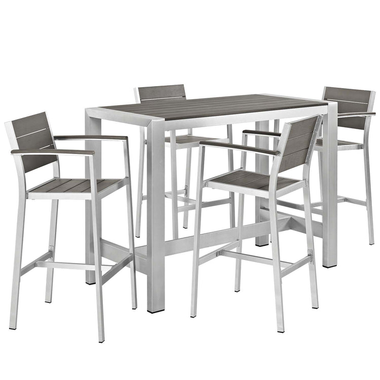 Shore 5 Piece Outdoor Patio Aluminum Dining Set - Default Title