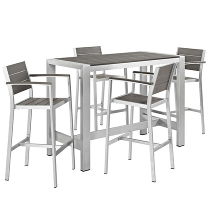 Shore 5 Piece Outdoor Patio Aluminum Dining Set - Default Title