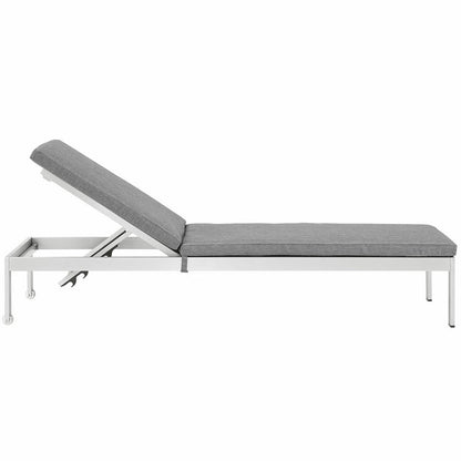 Shore Outdoor Patio Aluminum Chaise with Cushions - Silver Gray
