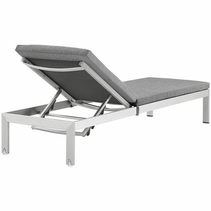 Shore Outdoor Patio Aluminum Chaise with Cushions - Silver Gray