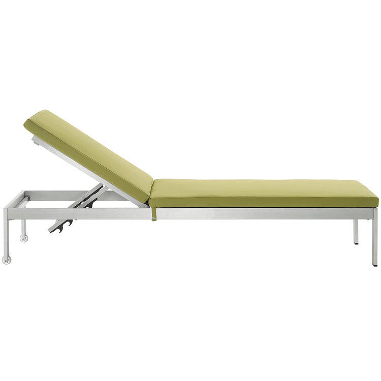 Shore Outdoor Patio Aluminum Chaise with Cushions - Silver Peridot