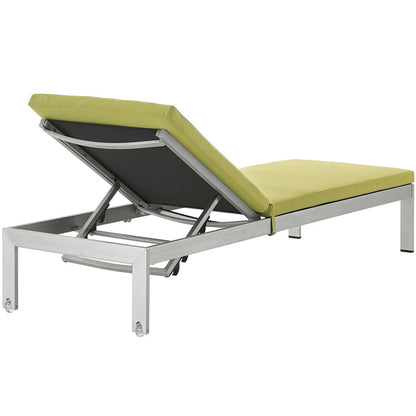 Shore Outdoor Patio Aluminum Chaise with Cushions - Silver Peridot