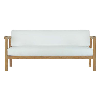 Bayport Outdoor Patio Teak Sofa - Natural White
