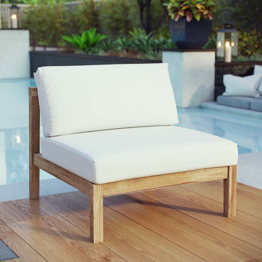 Bayport Outdoor Patio Teak Armless - Natural White