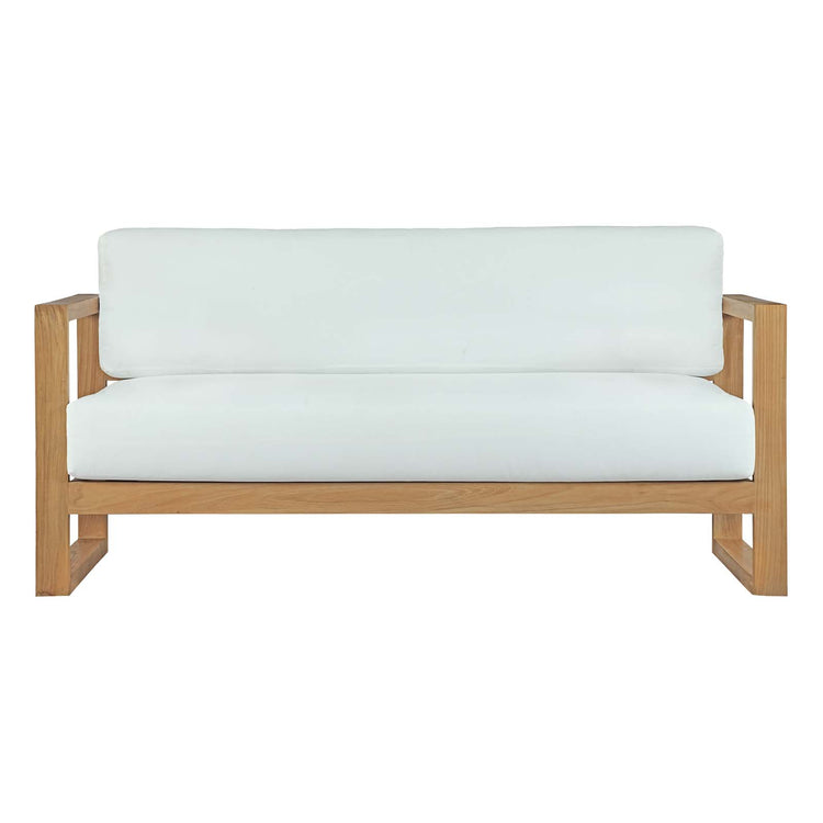 Upland Outdoor Patio Teak Sofa - Natural White