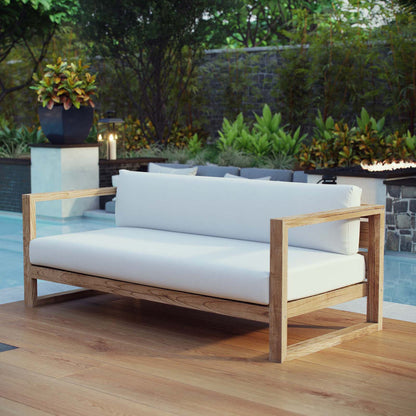 Upland Outdoor Patio Teak Sofa - Natural White