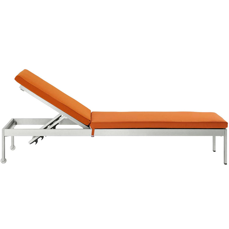 Shore Outdoor Patio Aluminum Chaise with Cushions Set of 2 - Silver Orange