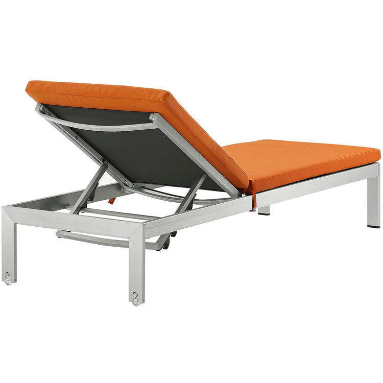 Shore Outdoor Patio Aluminum Chaise with Cushions Set of 2 - Silver Orange