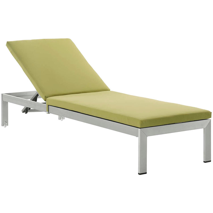 Shore Outdoor Patio Aluminum Chaise with Cushions Set of 2 - Silver Peridot