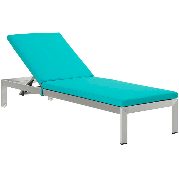 Shore Outdoor Patio Aluminum Chaise with Cushions Set of 2 - Silver Turquoise