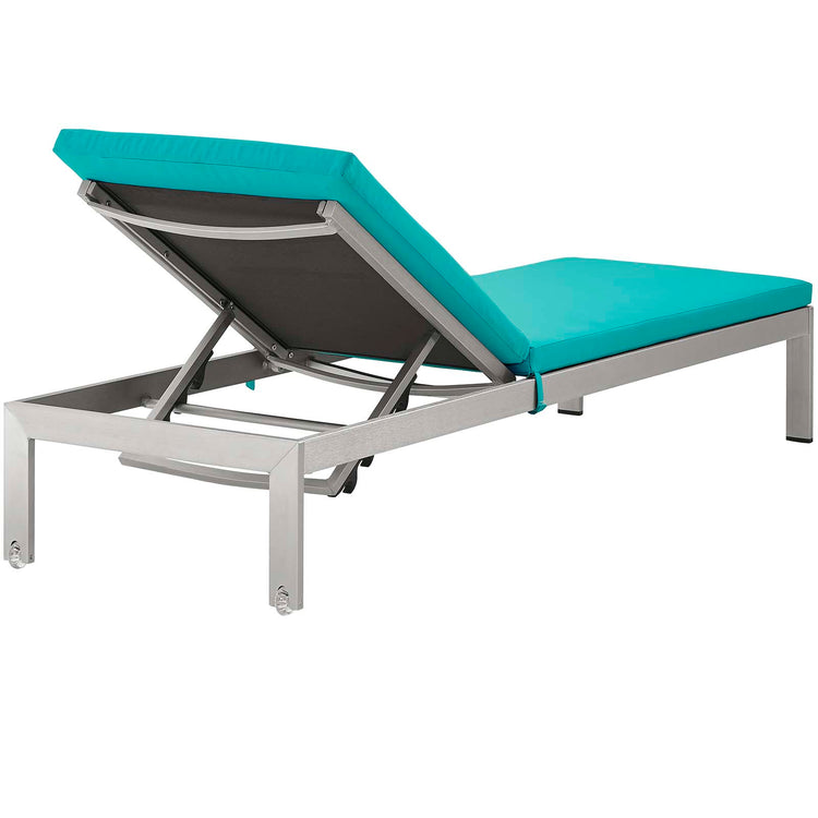 Shore Outdoor Patio Aluminum Chaise with Cushions Set of 2 - Silver Turquoise