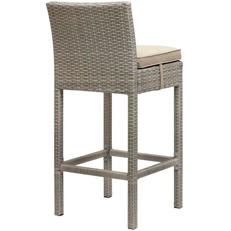 Conduit Outdoor Wicker Rattan Bar Stool - Light Gray Beige