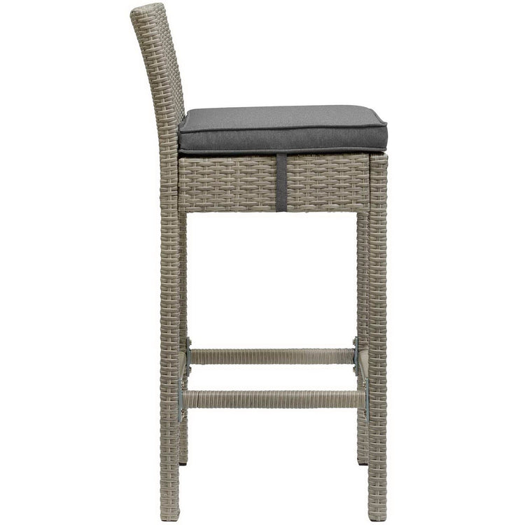 Conduit Outdoor Wicker Rattan Bar Stool - Light Gray Charcoal