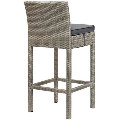 Conduit Outdoor Wicker Rattan Bar Stool - Light Gray Charcoal