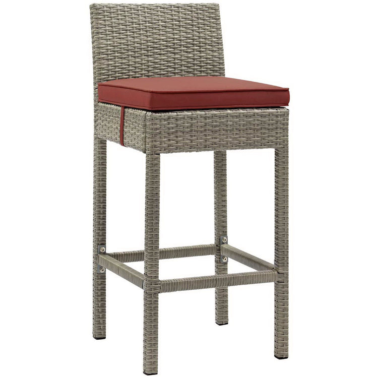 Conduit Outdoor Wicker Rattan Bar Stool - Light Gray Currant