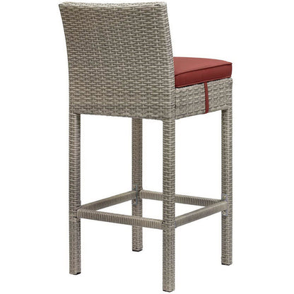 Conduit Outdoor Wicker Rattan Bar Stool - Light Gray Currant