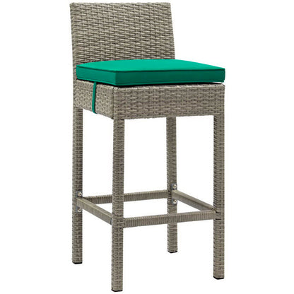 Conduit Outdoor Wicker Rattan Bar Stool - Light Gray Green