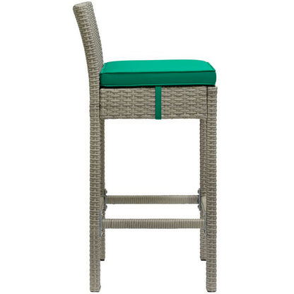 Conduit Outdoor Wicker Rattan Bar Stool - Light Gray Green