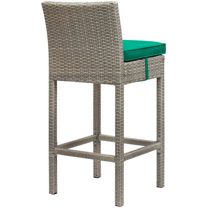 Conduit Outdoor Wicker Rattan Bar Stool - Light Gray Green